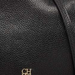 CH Carolina Herrera Black Leather Chain Flap Shoulder Bag