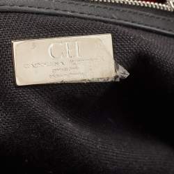 Pre Owned CH Carolina Herrera Black Embossed Leather Duke Satchel
