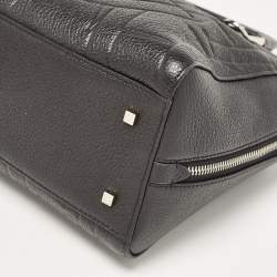 Pre Owned CH Carolina Herrera Black Embossed Leather Duke Satchel