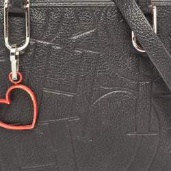 Pre Owned CH Carolina Herrera Black Embossed Leather Duke Satchel