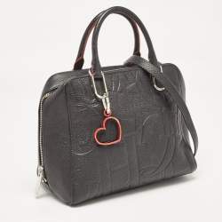 Pre Owned CH Carolina Herrera Black Embossed Leather Duke Satchel
