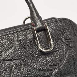 Pre Owned CH Carolina Herrera Black Embossed Leather Duke Satchel
