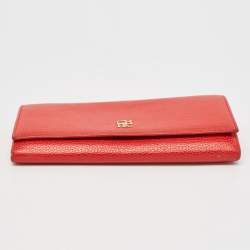 CH Carolina Herrera Red Leather Flap Continental Wallet