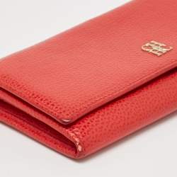 CH Carolina Herrera Red Leather Flap Continental Wallet