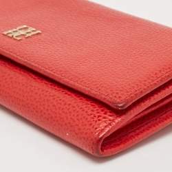 CH Carolina Herrera Red Leather Flap Continental Wallet