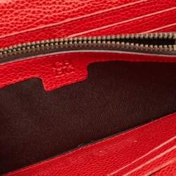CH Carolina Herrera Red Leather Flap Continental Wallet