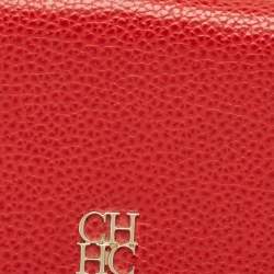 CH Carolina Herrera Red Leather Flap Continental Wallet