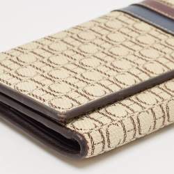 CH Carolina Herrera Off White Monogram Flap Trifold Continental Wallet
