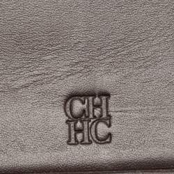 CH Carolina Herrera Off White Monogram Flap Trifold Continental Wallet