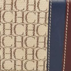 CH Carolina Herrera Off White Monogram Flap Trifold Continental Wallet