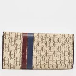 CH Carolina Herrera Off White Monogram Flap Trifold Continental Wallet
