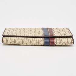 CH Carolina Herrera Off White Monogram Flap Trifold Continental Wallet
