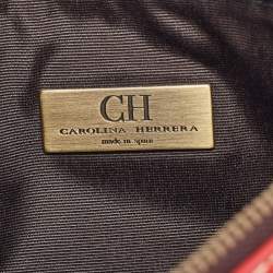 CH Carolina Herrera Red Monogram Embossed Leather Shoulder Bag