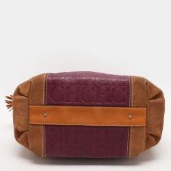 CH Carolina Herrera Tri Color Leather and Suede Tassel Tote