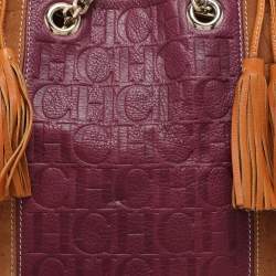 CH Carolina Herrera Tri Color Leather and Suede Tassel Tote