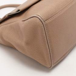 Carolina Herrera Beige Leather Minuetto Flap Top Handle Bag