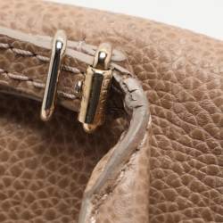Carolina Herrera Beige Leather Minuetto Flap Top Handle Bag