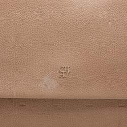 Carolina Herrera Beige Leather Minuetto Flap Top Handle Bag