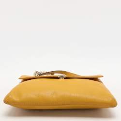CH Carolina Herrera Yellow Leather Flap Shoulder Bag