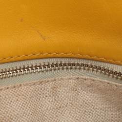 CH Carolina Herrera Yellow Leather Flap Shoulder Bag