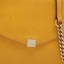 CH Carolina Herrera Yellow Leather Flap Shoulder Bag