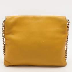 CH Carolina Herrera Yellow Leather Flap Shoulder Bag