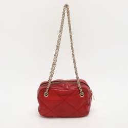CH Carolina Herrera Red Leather Chain Shoulder Bag