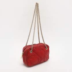 CH Carolina Herrera Red Leather Chain Shoulder Bag