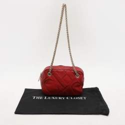CH Carolina Herrera Red Leather Chain Shoulder Bag