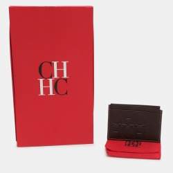 CH Carolina Herrera Brown Leather Card Holder