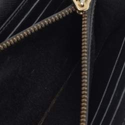 CH Carolina Herrera Black Embossed Leather Continental Wallet