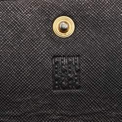 CH Carolina Herrera Black Embossed Leather Continental Wallet