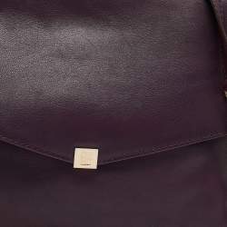 CH Carolina Herrera Dark Purple Leather Envelope Flap Shoulder Bag