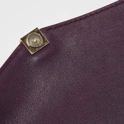 CH Carolina Herrera Dark Purple Leather Envelope Flap Shoulder Bag