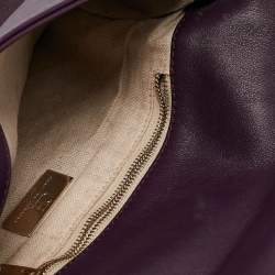 CH Carolina Herrera Dark Purple Leather Envelope Flap Shoulder Bag