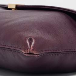CH Carolina Herrera Dark Purple Leather Envelope Flap Shoulder Bag