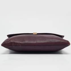 CH Carolina Herrera Dark Purple Leather Envelope Flap Shoulder Bag