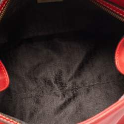 Pre Owned CH Carolina Herrera Red Leather East/West Logo Charm Tote