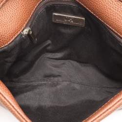 CH Carolina Herrera Brown Leather Chain Clutch