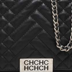 CH Carolina Herrera Black Leather Shoulder Bag