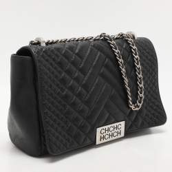 CH Carolina Herrera Black Leather Shoulder Bag