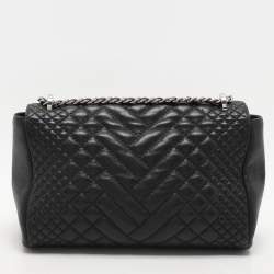 CH Carolina Herrera Black Leather Shoulder Bag