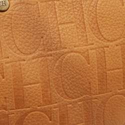 CH Carolina Herrera Tan Monogram Embossed Leather Large Andy Boston Bag