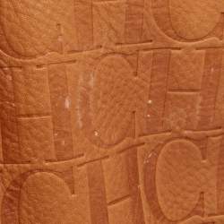 CH Carolina Herrera Tan Monogram Embossed Leather Large Andy Boston Bag