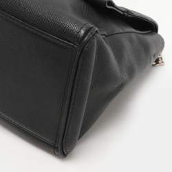 CH Carolina Herrera Black Leather Minuetto Flap Top Handle Bag