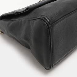 CH Carolina Herrera Black Leather Minuetto Flap Top Handle Bag