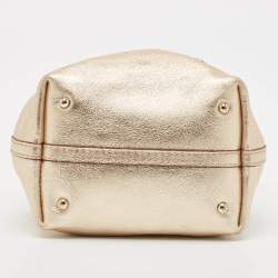 Pre Owned CH Carolina Herrera Gold Leather Mini Chain Tote