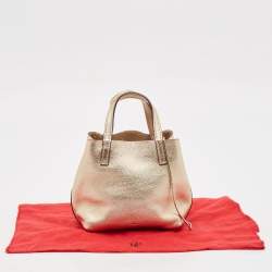 Pre Owned CH Carolina Herrera Gold Leather Mini Chain Tote