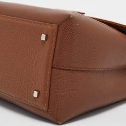 Pre Owned CH Carolina Herrera Brown Monogram Embossed Leather Flap Top Handle Bag