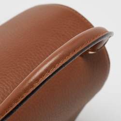 Pre Owned CH Carolina Herrera Brown Monogram Embossed Leather Flap Top Handle Bag